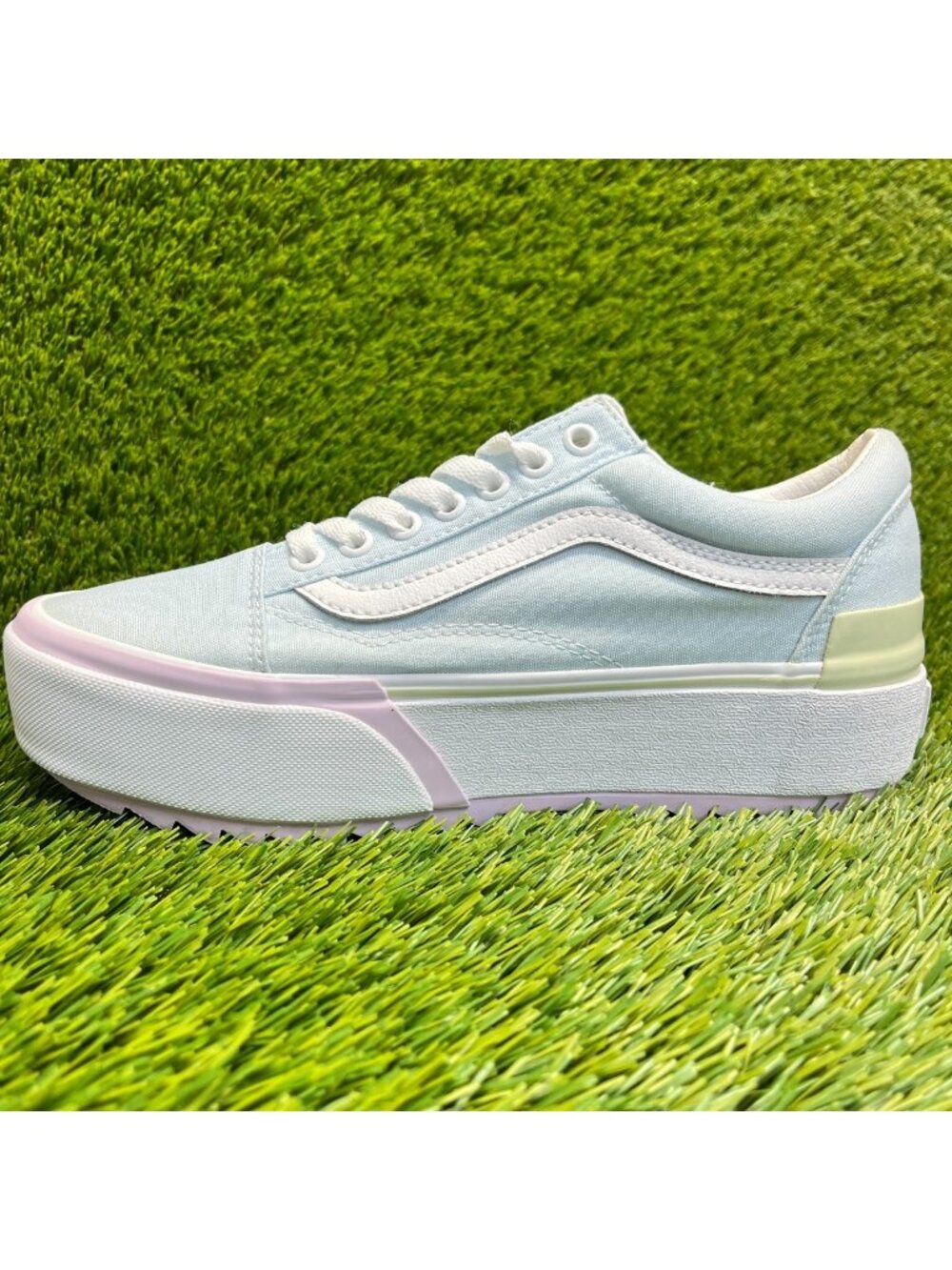 Vans Old Skool Stacked Womens Size 8.5 Mens 7 Blue Athletic Skate Shoes Sneakers - Picture 3 of 11